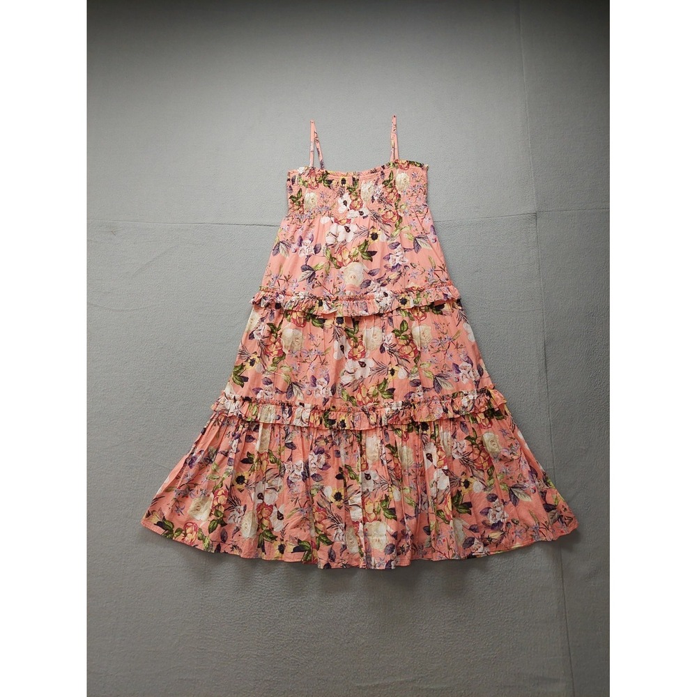INC International Concept Women Dress M Multicolor Floral Smocked Ruffle‎ Casual